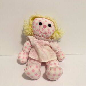 Vintage Hasbro Preschool Easy To Love Softies Sweet Dreams Pink Plaid Plush Doll